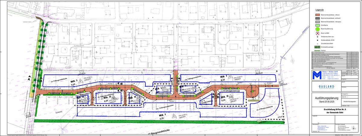 Planausschnitt zu Erschließung B-Plan Nr. 8 in Göhl