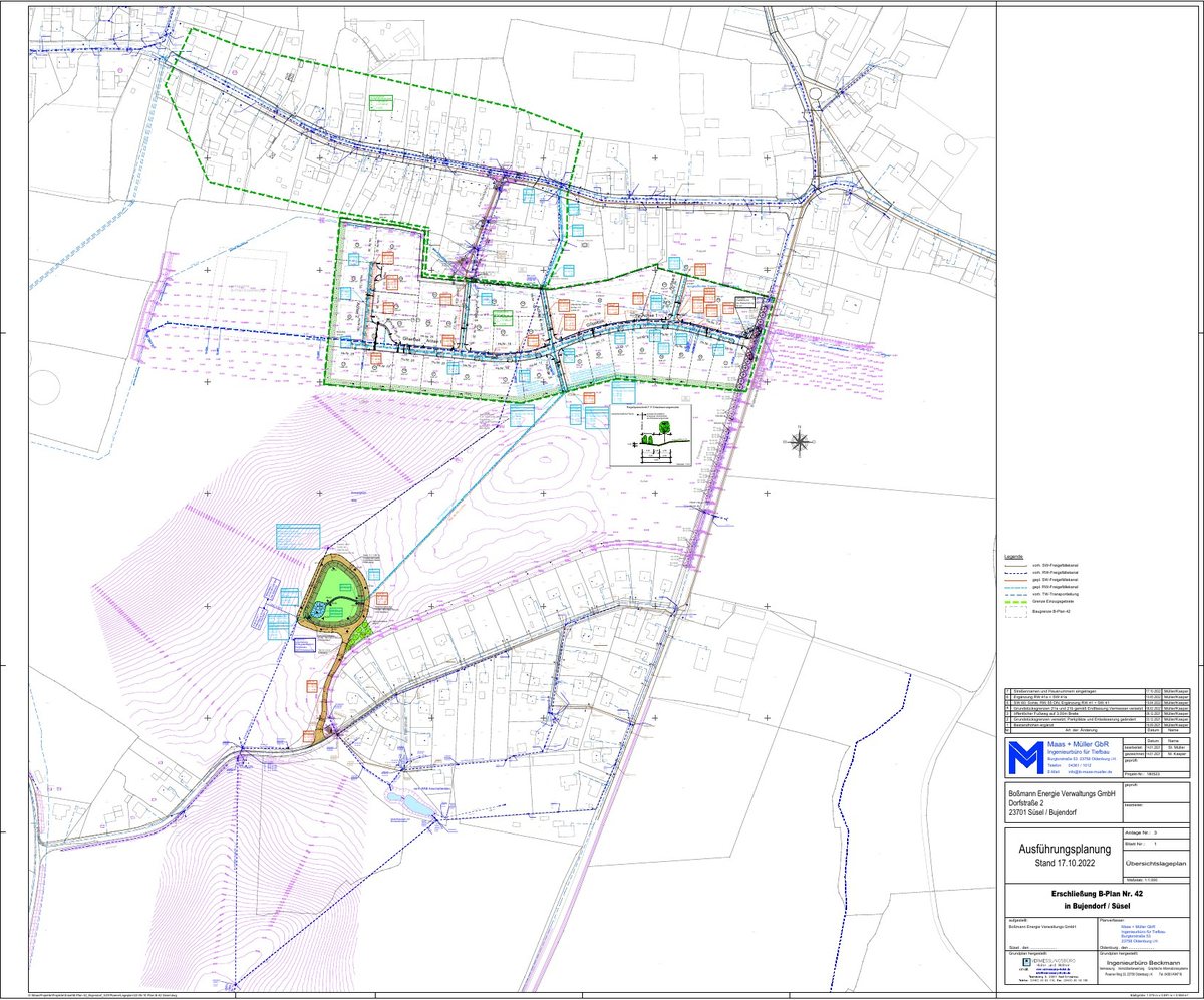 Planausschnitt zu Erschließung B-Plan Nr. 42 in Süsel-Budendorf