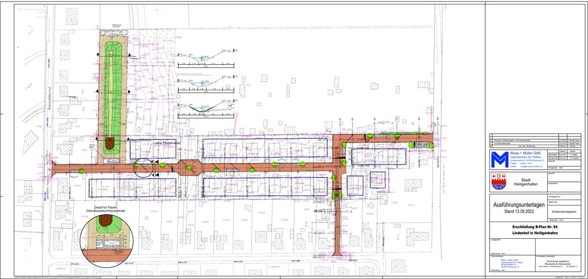 Planausschnitt zu Erschließung B-Plan Nr. 94 in Heiligenhafen